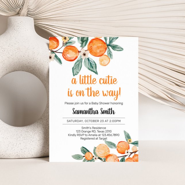 En liten kutym, botaniska Orangar, babyskor Inbjudningar (Botanical Oranges Little Cutie Baby Shower Invitation 
)