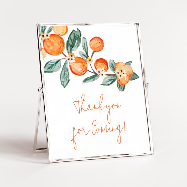 En liten kutym på vägen mot Orangens Tack för att  Poster (A Little Cutie is on the Way Baby Shower Thank You for Coming Sign)