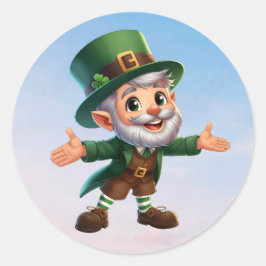 En liten leprechaun från lycklig på St. Patrick's  Runt Klistermärke