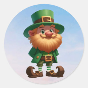 En liten leprechaun från lycklig på St. Patrick's Runt Klistermärke