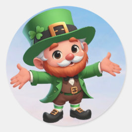 En liten leprechaun från lycklig på St. Patrick's  Runt Klistermärke