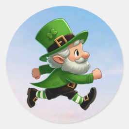 En liten leprechaun från lycklig på St. Patrick's  Runt Klistermärke