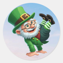 En liten leprechaun från lycklig på St. Patrick's  Runt Klistermärke