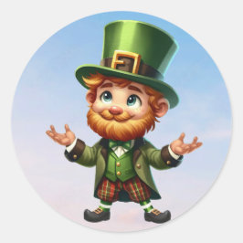 En liten leprechaun från lycklig på St. Patrick's  Runt Klistermärke