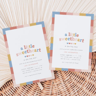 En liten liten Valentines Retro Baby Shower Inbjudningar