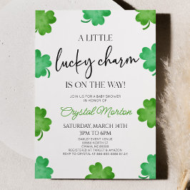 En liten lucky Charm Grönt Klöver Baby Shower Inbjudningar