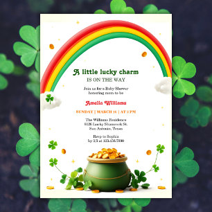 En liten lucky Charm Rainbow Baby Shower Inbjudningar