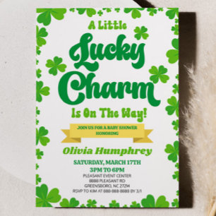 En liten lucky Charm St. Patrick Day Baby Shower Inbjudningar