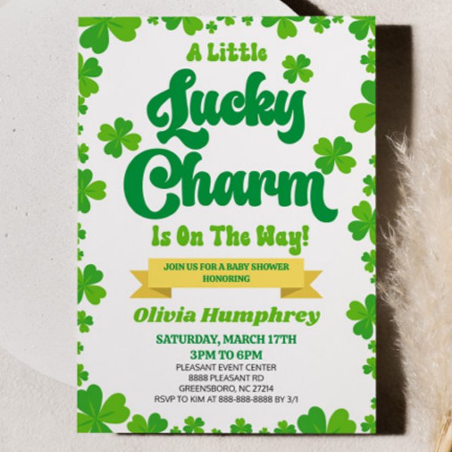 En liten lucky Charm St. Patrick Day Baby Shower Inbjudningar (Skapare uppladdad)