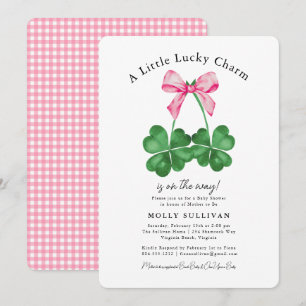 En liten lyckosam charm Shamrock Coquette Bow Inbjudningar