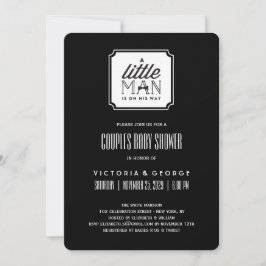 En liten man är på väg mot Par Boy Baby Shower Inbjudningar