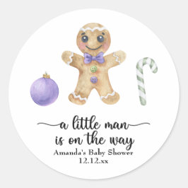 En liten man på väg! Julgodis Runt Klistermärke