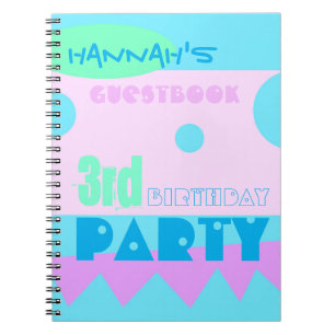 En liten monster 3:e födelsedagen Party Guestbook Anteckningsbok Med Spiral