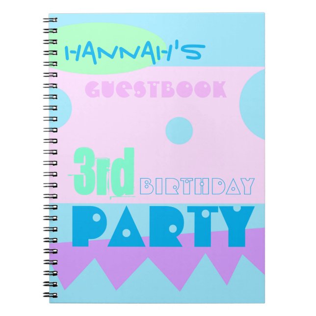 En liten monster 3:e födelsedagen Party Guestbook Anteckningsbok Med Spiral (Framsidan)