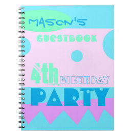 En liten monster 4e födelsedagen Party Guestbook Anteckningsbok Med Spiral