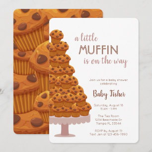 En liten muffins dammig rosa baby shower inbjudan