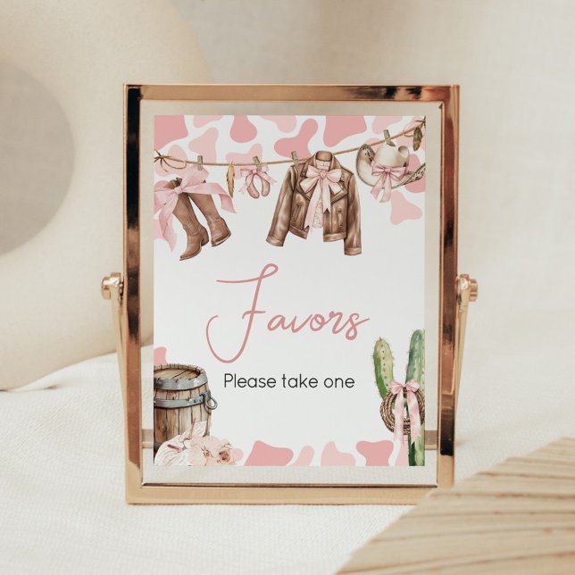 En liten nattflicka, babyskor favoriter poster (A Little Cowgirl Clothesline Baby Shower Favors Sign)