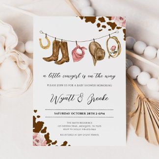 En liten nattflicka, babyskor inbjudningar