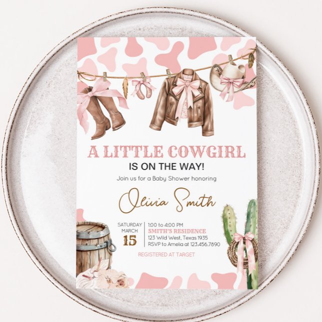 En liten nattflicka, babyskor inbjudningar (A Little Cowgirl Rodeo Baby Shower Invitation)