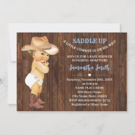 En liten nattpojke på hans lilla blå babyskor inbjudningar