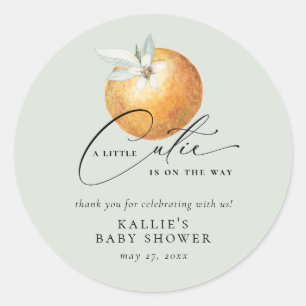 En liten Orange av citrusfrukter, babyskor Runt Klistermärke