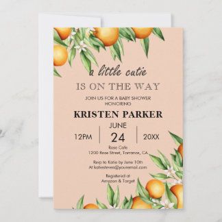 En liten Orange Rosa Färg Baby Shower Inbjudningar