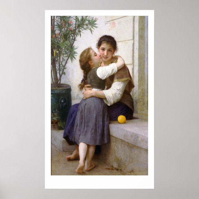 En liten övertalning 1890, Bouguereau Affisch (Framsidan)