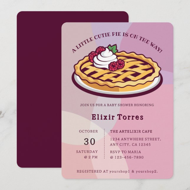 En liten Paj-minimalistisk babystövel för Lila i C Inbjudningar (Fram/baksida)