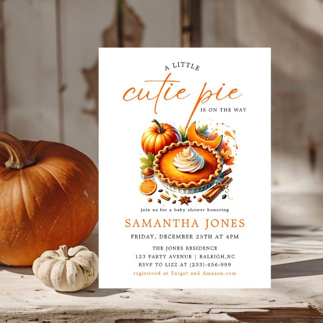 En liten Paj Pumpkin Fall Baby Shower-Orange Inbjudningar (Skapare uppladdad)