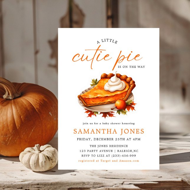 En liten Paj Pumpkin Fall Baby Shower-Orange Inbjudningar (Skapare uppladdad)