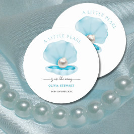 En liten pärla finns på Way Baby Shower Runt Klistermärke