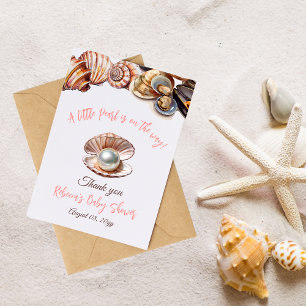 En liten pärla under Sea Girl Baby Shower Tack Kort