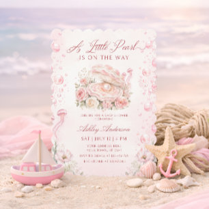 En liten pärlflicka - baby shower inbjudningar