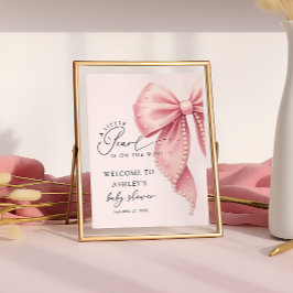 En liten pärlrosa rosett Baby Shower Välkommen Poster