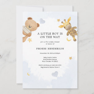 En liten pastel Blue Cute Baby Shower Inbjudningar