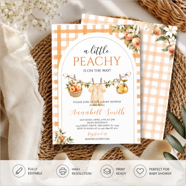 En liten PEACHY-bebisfest Inbjudningar (Skapare uppladdad)