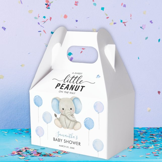 En liten peanut Blue Greenery Elephant Baby Shower Presentaskar (Skapare uppladdad)