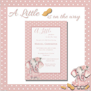 En liten peanut-djurelefant baby shower inbjudningar