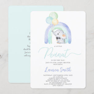 En liten peanut Elephant Baby Shower Boy Inbjudningar