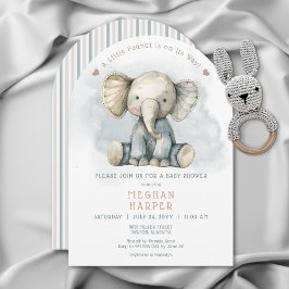 En liten peanut Elephant Blue Arch Baby Shower Inbjudningar