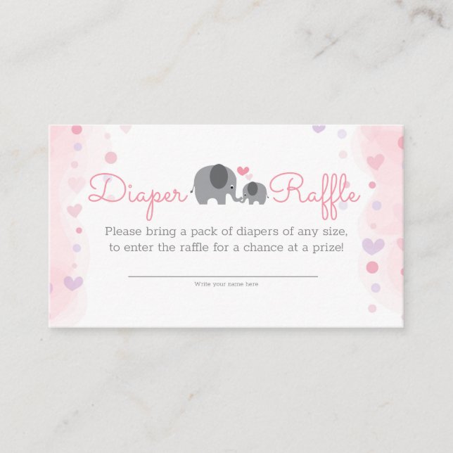 En liten peanut Elephant Girl Diaper Raffle Tilläggskort (Framsida)