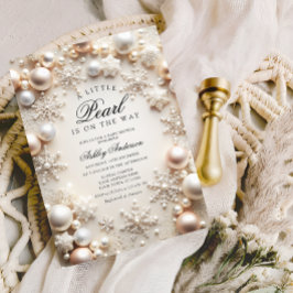 En liten Pearl-Neutralt babydusch Inbjudningar