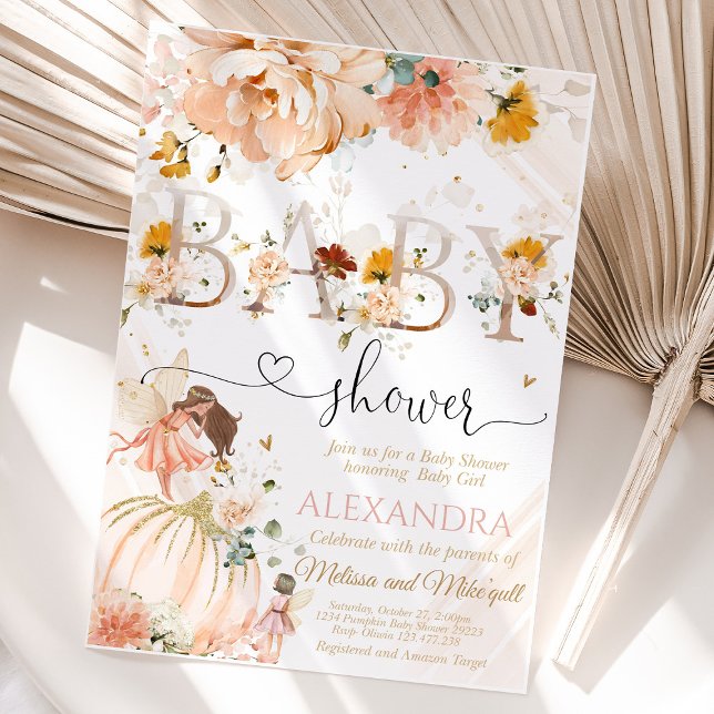 En liten pipa är på väg att bli inbjuden till baby inbjudningar (A charming pumpkin-themed baby shower invitation featuring the text "A Little Pumpkin Is On The Way")