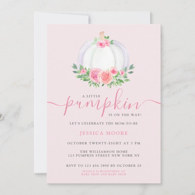 En liten pipa är på väg att pipa babyskor inbjudningar (Framsida)