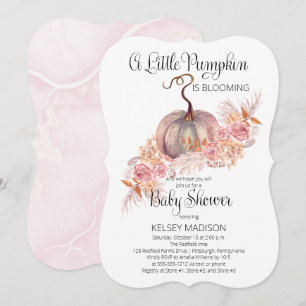 En liten pipa blåser Rosa Baby Shower Invi Inbjudningar