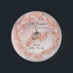 En liten pipa blåser Rosa Babyskåda Knapp<br><div class="desc">Söttjejen "En liten Pumpkin är blooming" rosa pumpa,  pampasgräs och faux rosa glitter Baby Shower design. Sammansatt design efter Helgdag Hearts-design (reserverade höger).</div>