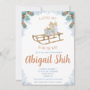 En Liten Present är på Väg, Vinter Babyshower Inbjudningar