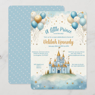 En liten Prince Castle och Balloon Baby Shower Inbjudningar
