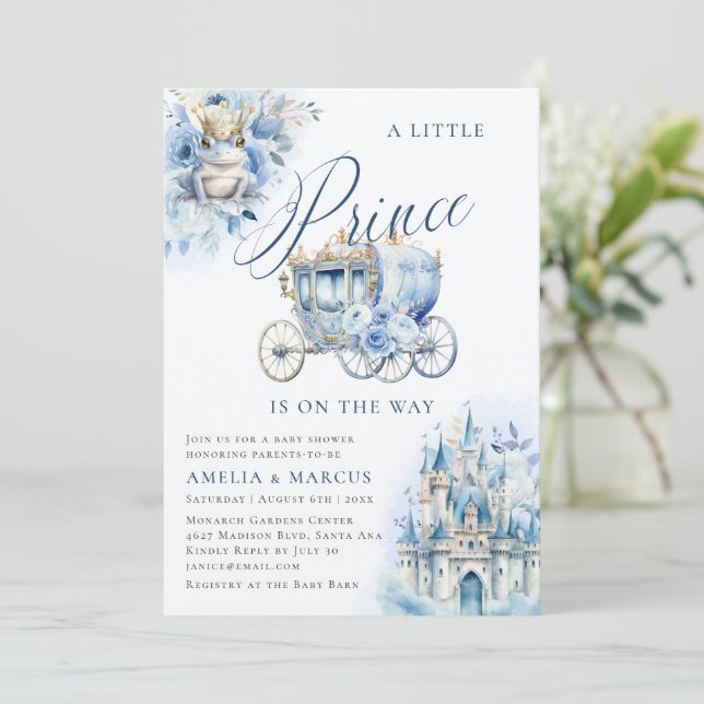 En liten Prince-Royal Blue Shower-inbjudan Inbjudningar (Stående Fram)