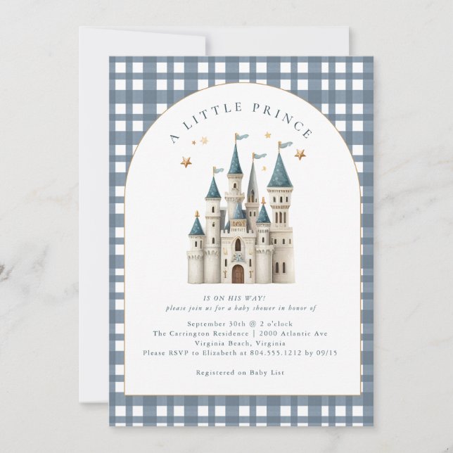 En liten Prince Royal Castle Baby Shower Inbjudningar (Framsida)